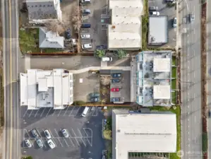 Aerial view of the small complex of 4 townhomes.