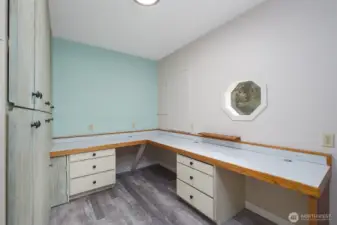 Office off of Living Room with stairs to attic space with storage and bonus areas