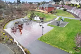 There is a neighborhood park at the bottom of the long driveway.