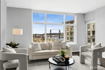 The 11th Street Bridge and the marina are beautifully displayed from your 7th floor living room window.