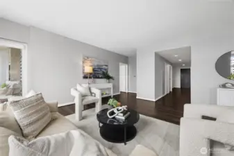 Looking at the hall entrance and doorway to your primary suite.