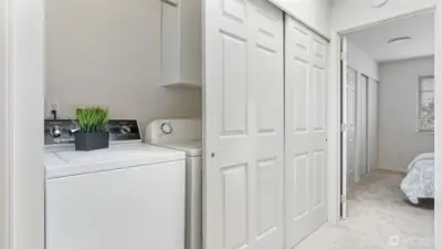 Laundry is conveniently located upstairs and has a skylight above it