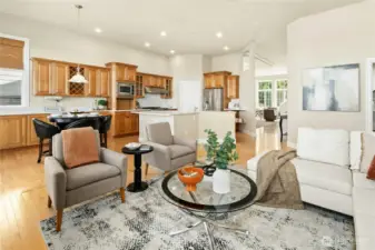 Large entertaining space is so thoughtful and bright & airy!