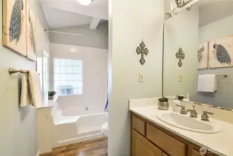 Main bath with soaking tub