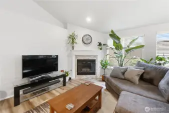 Gas fireplace keeps you cozy during the PNW cooler months.