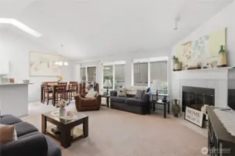 Natural gas fireplace easily warms up the space.