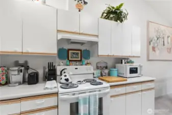 The skylight located above the kitchen keeps it nice and bright.