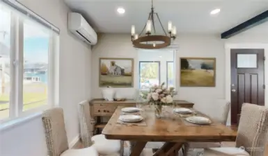 virtually staged dining room