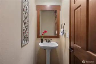 The convenient guest powder room is located on the main floor