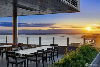 Covered socializing/ entertaining area on rooftop