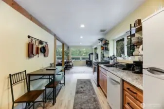 Galley Style Kitchen with Dining space.