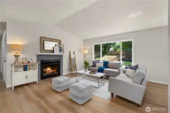 Living room with cozy fireplace