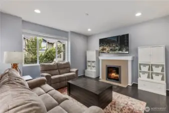 Beautiful living room on 2nd level with gas fireplace