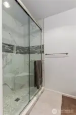 Primary shower that has been updated by sellers