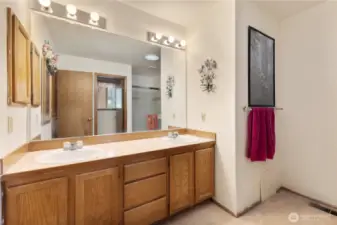 Primary Bathroom with double sinks