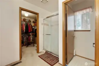 Primary Bathroom.  Walk-in Shower, water closet and large walk-in closet