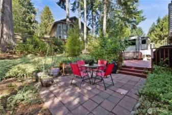 Patio area off back deck - perfect for firepit and relaxing mornings