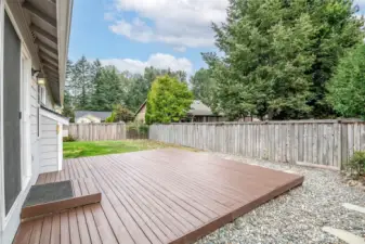 Deck off of eating area.