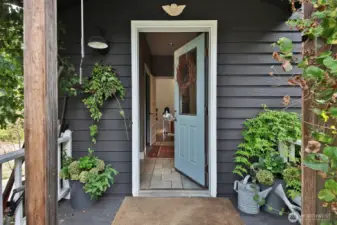 Let's go inside. Sweet covered entry.