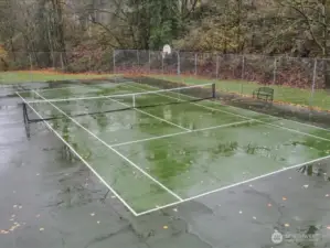 Gated,Tennis court also offers a basketball hoop!