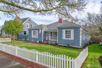 Front View of Home from Sidewalk. Beautiful Front Yard. Street Trees. Newer Room. Vinyl Windows. Off Street Parking.