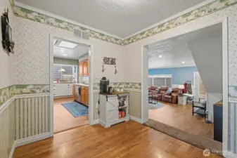 Eating Area. Hardwood Floor. Roomy enough for a Dining Table or Dinette Table.
