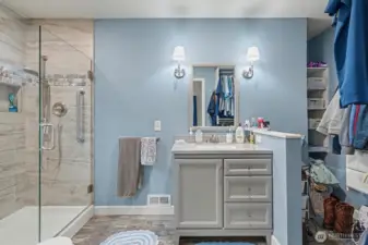 Main Floor Primary Bedroom Bathroom w/ WI Shower and WI Closet