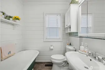 Main Floor Bathroom. Comfortable and Useful Soaking Tub w/out Shower.