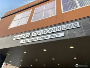 xterior view highlighting the building’s modern architecture within downtown Renton.