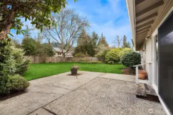 Patio for entertaining.  (Grass digitally altered)