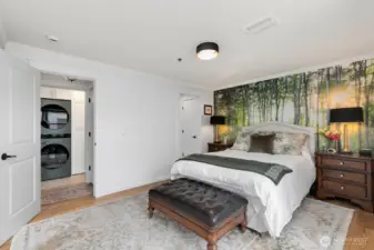 Private ensuite bathroom and additional storage place off primary bedroom.