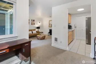 The adjoining kitchen features...