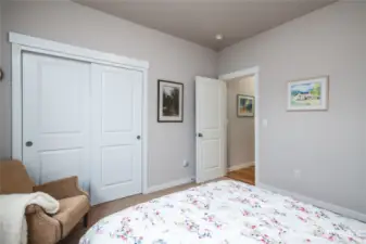 Comfortable secondary bedroom with double closet offers lots of storage space.