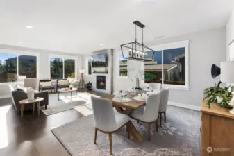 Spacious and light-filled dining room and living room