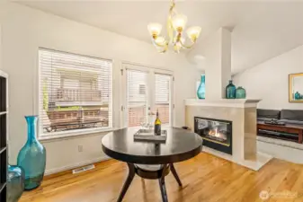 Dual Fireplace featured in the Dining Room