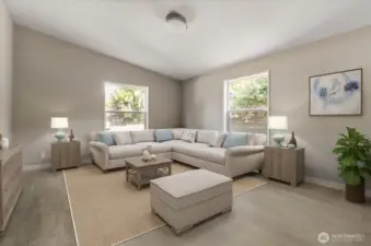Virtually staged family room