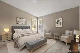 Virtually staged primary bedroom