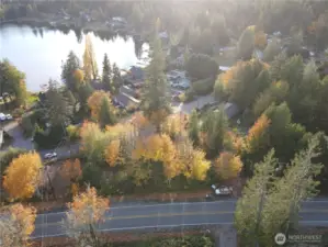 Looking west southwest, Chico Way in the foreground, then properties, Northlake Way then Kitsap Lake