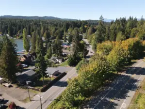Looking west, Kitsap Lake on the left, Olympic Mountains to the west