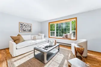Living room is bright and airy