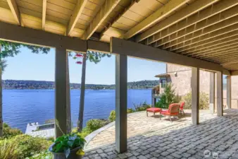 Downstairs terrace provides shady respite.