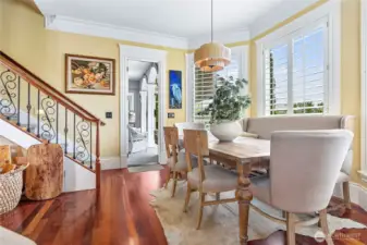 Dining area, back staircase & door to patio