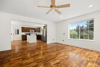 Main level entry with large living room.