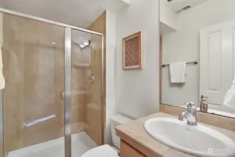 Lower level 3/4 bath with shower.