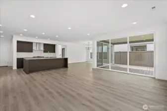 Great room/living room with large sliding doors