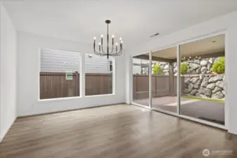 Dining area with large sliding doors