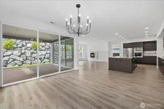 View of great room, dining, and kitchen