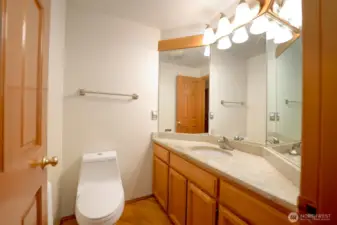 Convenient half bath on main level