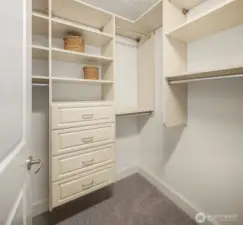 Generous walk in closet in primary suite
