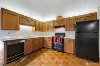 Kitchen with brand new stove.
